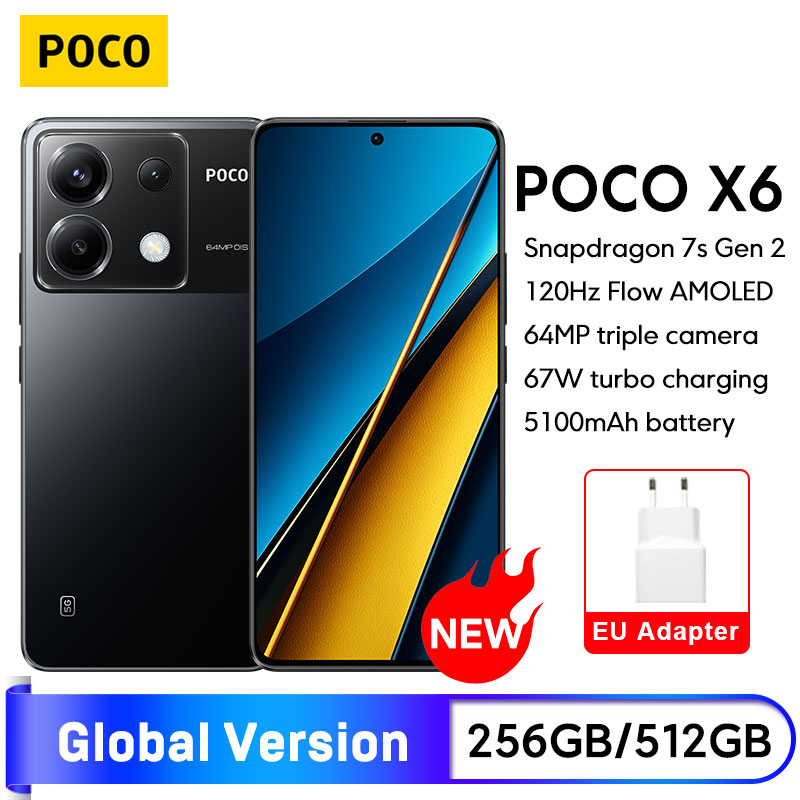 POCO X6 5G Global Versionสมาร์ทโฟนNFC Snapdragon 7S Gen 2 120HzกระแสเงินสดจอแสดงผลAMOLED 64MPกล้องOIS NFC 67W Charger