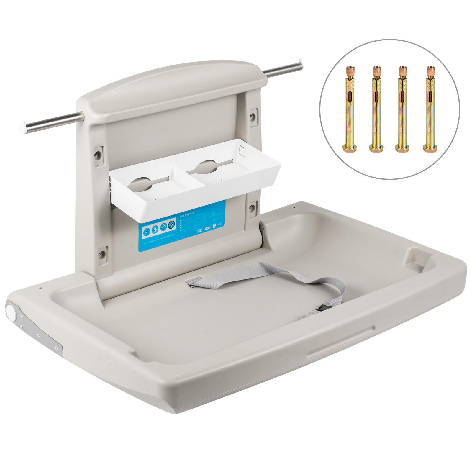 SucceBuy Baby Changing Station Commercial Wall Mount Baby Diaper Changing Table Fold Down Vertical Restroom Baby Changing Table