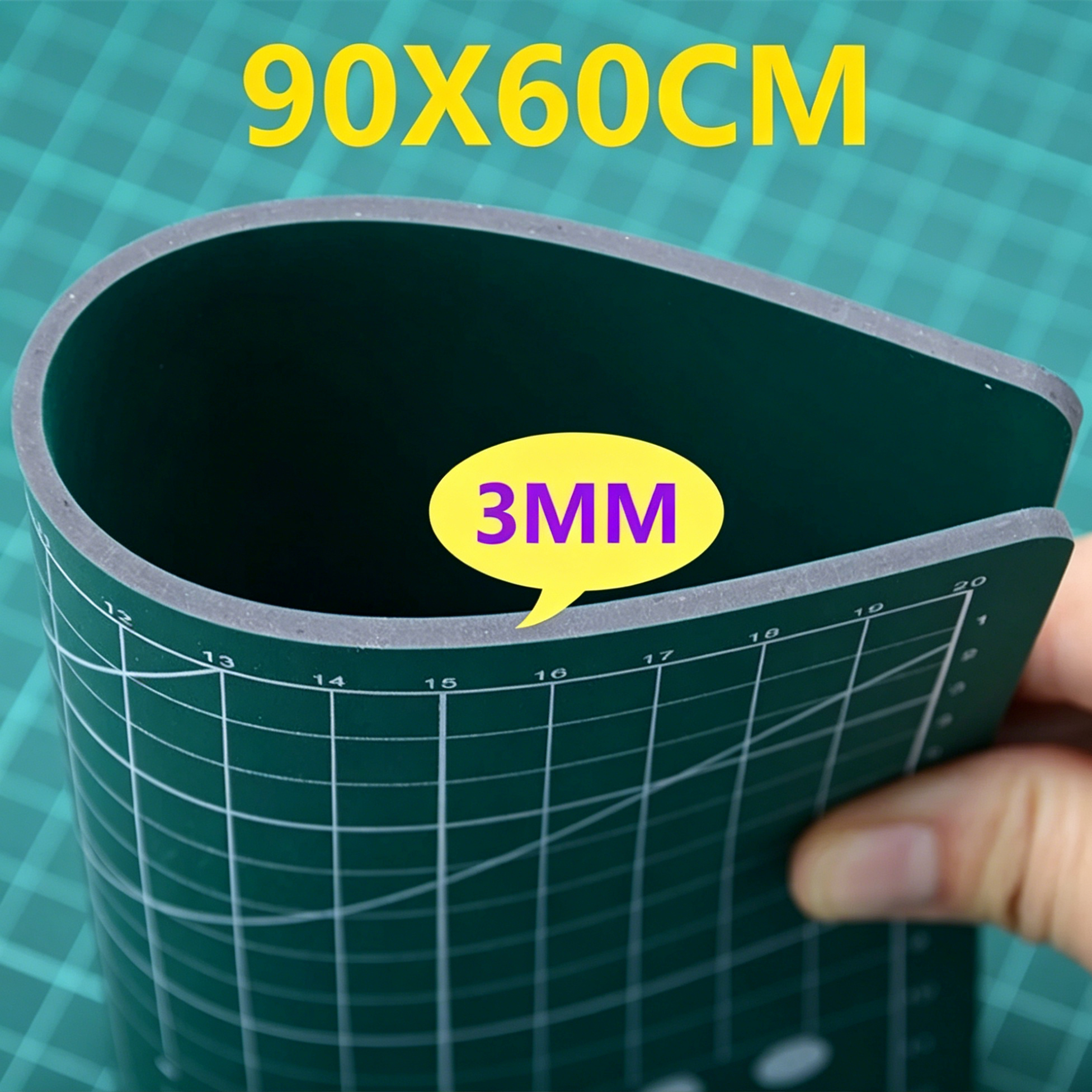 A1 90x60CM 3MM Self-Healing PVC Cutting Mat/Pad, 3-Layer Non-Damaging Cutting Mats for Sewing Quilting Craft Paper Cutting