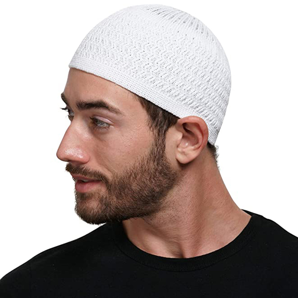 Inverno de malha muçulmano homens chapéus de oração unisex gorros boné quente islâmico ramadan judeu kippah homme chapéu envoltório cabeça bonés