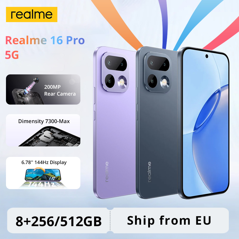 Versione Globale Realme 16 Pro 5G Smartphone, Fotocamera 200MP, Display AMOLED 6.78'' 144Hz, MTK Dimensity 7300 MAX, Batteria 6500mAh, NFC