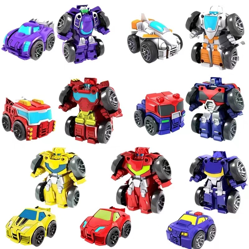 Robot di trasformazione dei cartoni animati Mini auto deformate Robot Bots di salvataggio Auto Apprendimento creativo Robot fai da te Deformazione Regali per bambini
