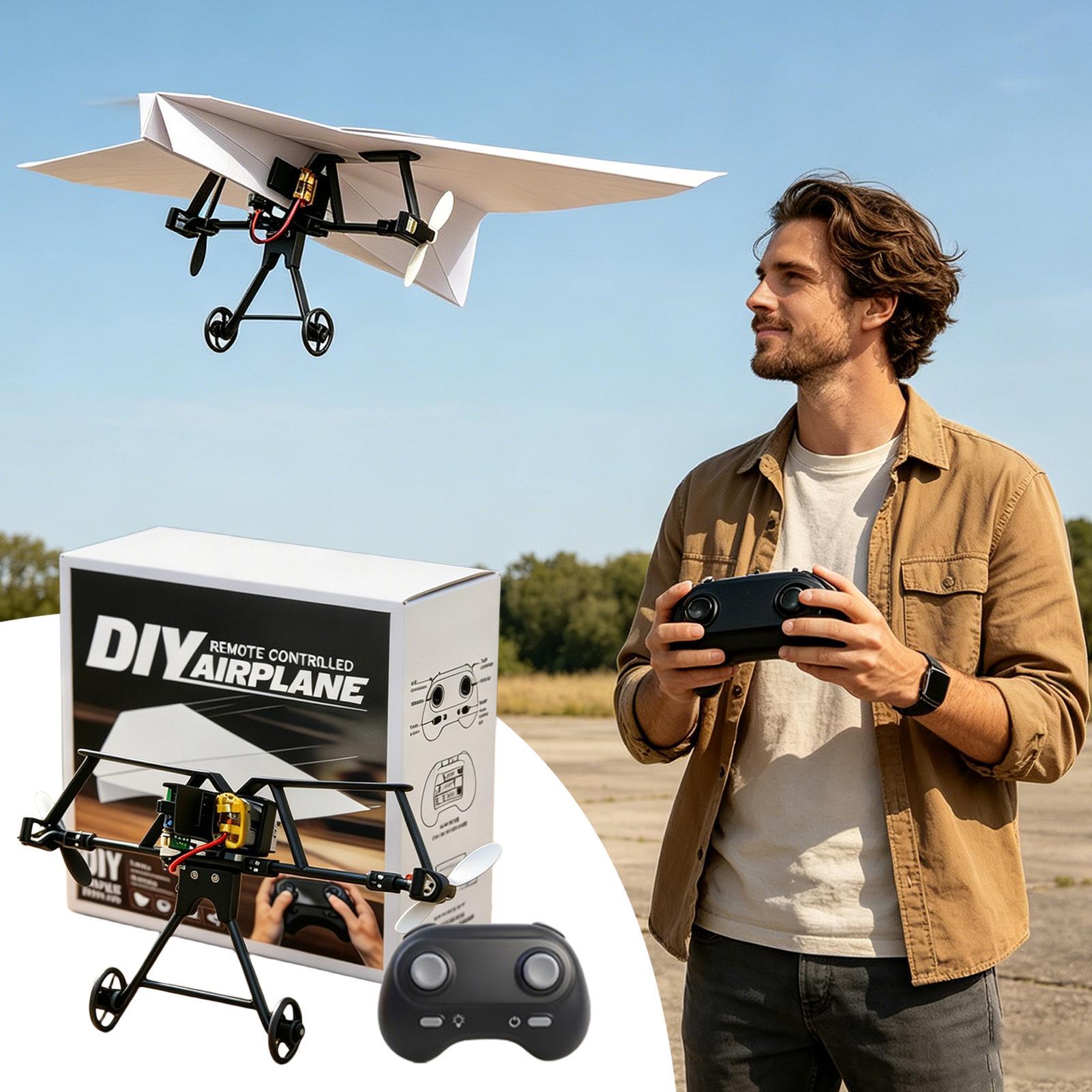 ชุดเครื่องบินกระดาษ DIY RC ของเล่นเครื่องบินบังคับวิทยุไฟฟ้าสำหรับเด็กชาย เด็กหญิง สนามหลังบ้าน สวนสาธารณะ ชายหาด แคมป์ปิ้ง โรงเรียน