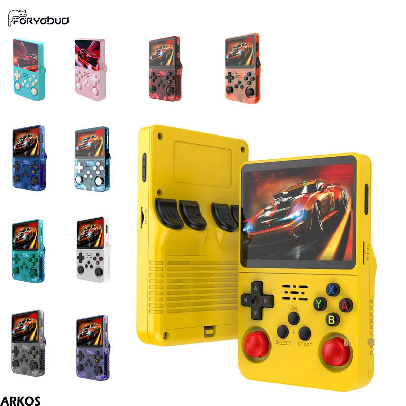 เครื่องเล่นเกมพกพา R36S ARKOS Retro ของแท้ หน้าจอ IPS 3.5 นิ้ว มีหลายสีให้เลือก เครื่องเล่นเกมพกพา หน่วยความจำ 64GB