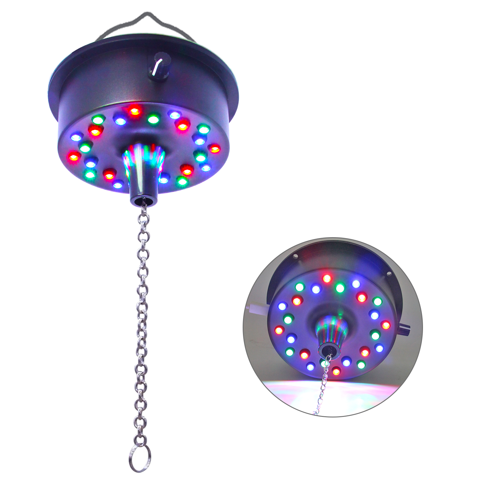 Moteur rotatif à bille miroir réglable, 5 tr/min, 9 tr/min, avec 24 lumières Led RVB, pour boules Disco de 4 6 8 12 pouces (non incluses)