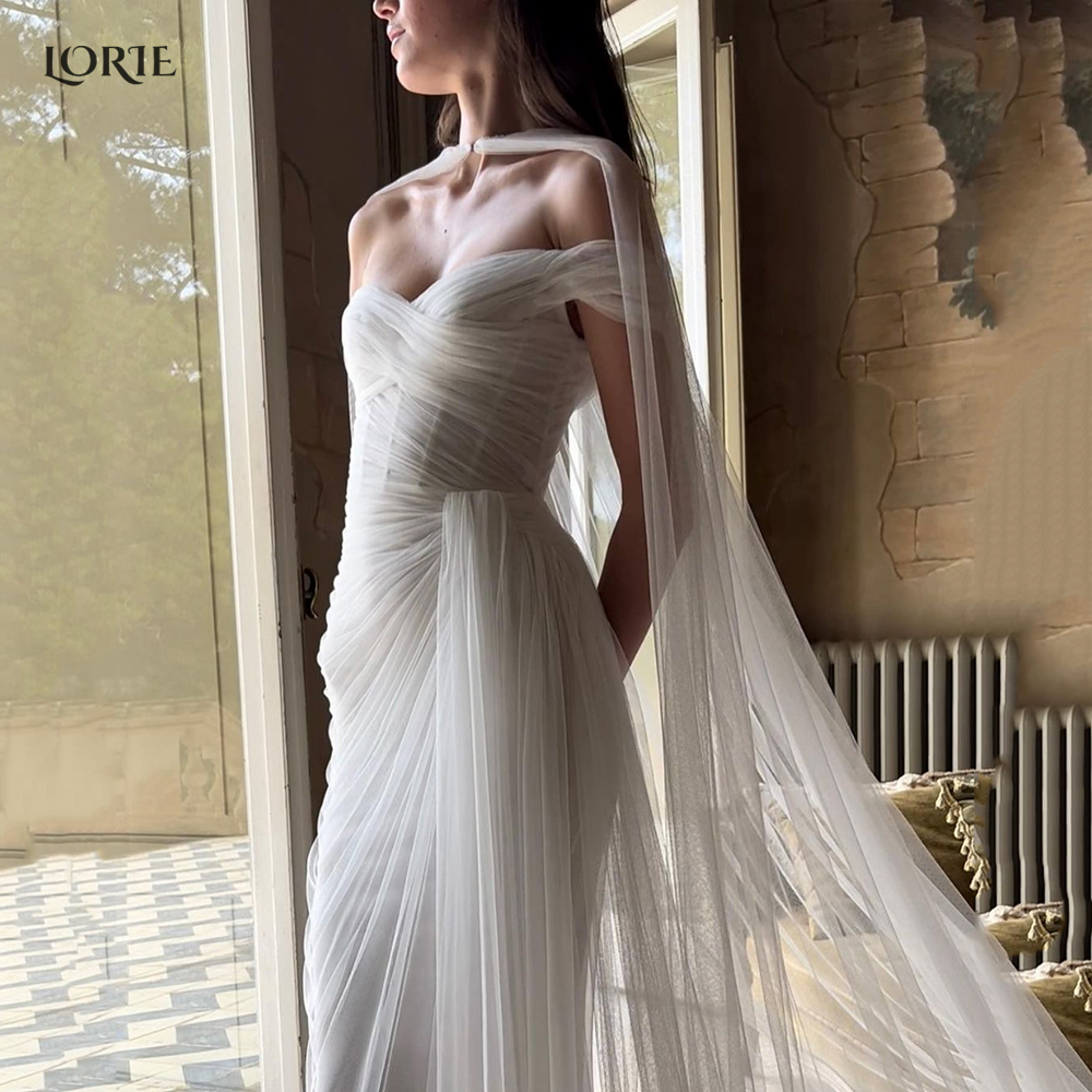 LORIE-vestidos de novia plisados de tul con hombros descubiertos, vestido de novia bohemio con escote en forma de corazón, novedad de primavera, vestidos de novia personalizados