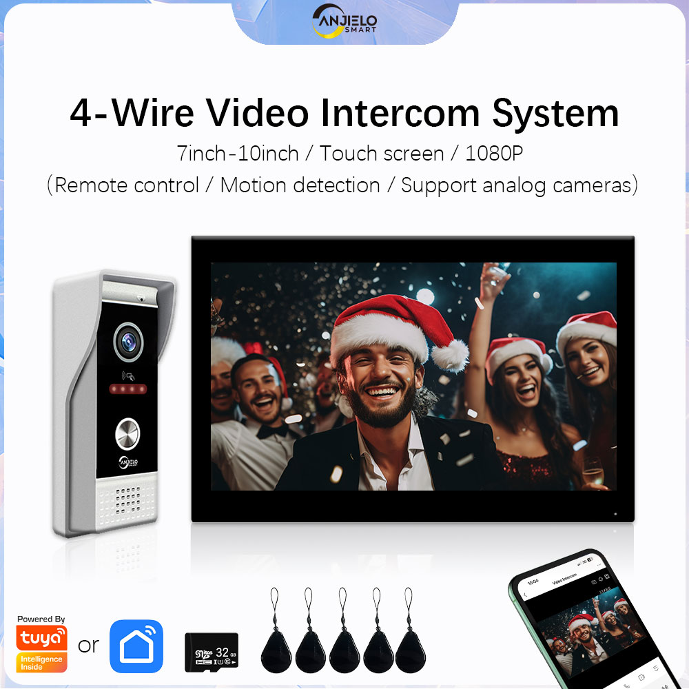 TUYA 1080P 7/10 pulgadas WiFi Video intercomunicador aplicación de hogar inteligente Video inalámbrico puerta teléfono RFID sistema de Control de acceso para Villa apartamento