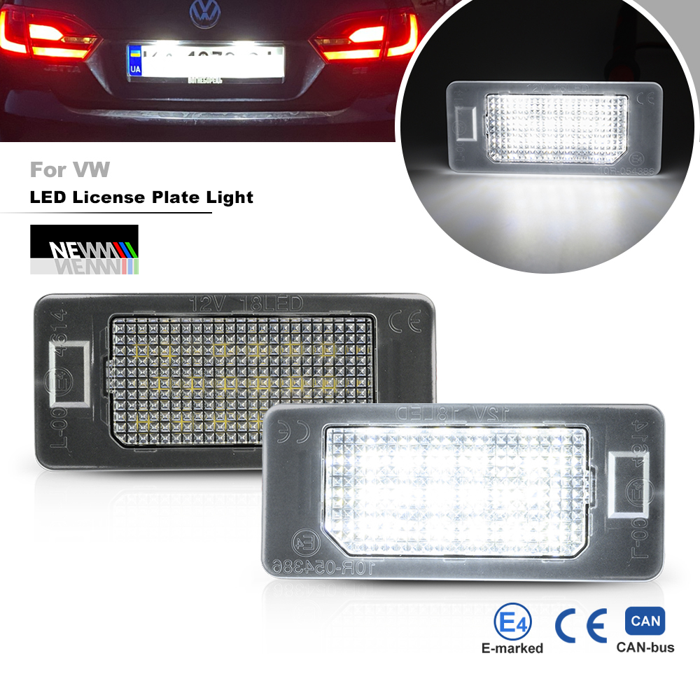 2x Error Free White Led License Plate Lights Tail Lamp For Volkswagen VW Jetta MK6 MK7 Tiguan MK1 MK2 Touran Caddy MK4 Golf 6 7