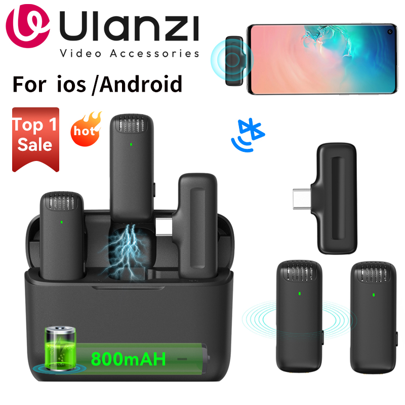 Ulanzi J12 micrófono Lavalier inalámbrico grabación de Audio y vídeo Mini micrófono Plug Play para teléfono inteligente Android iPhone transmisión en vivo