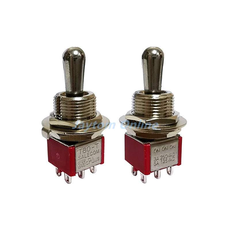 1pc 12mm montagem em painel rosqueado guitarra ou amp dpdt 3 vias liga/desliga interruptor de alternância T80-T selado gordura bat alternar