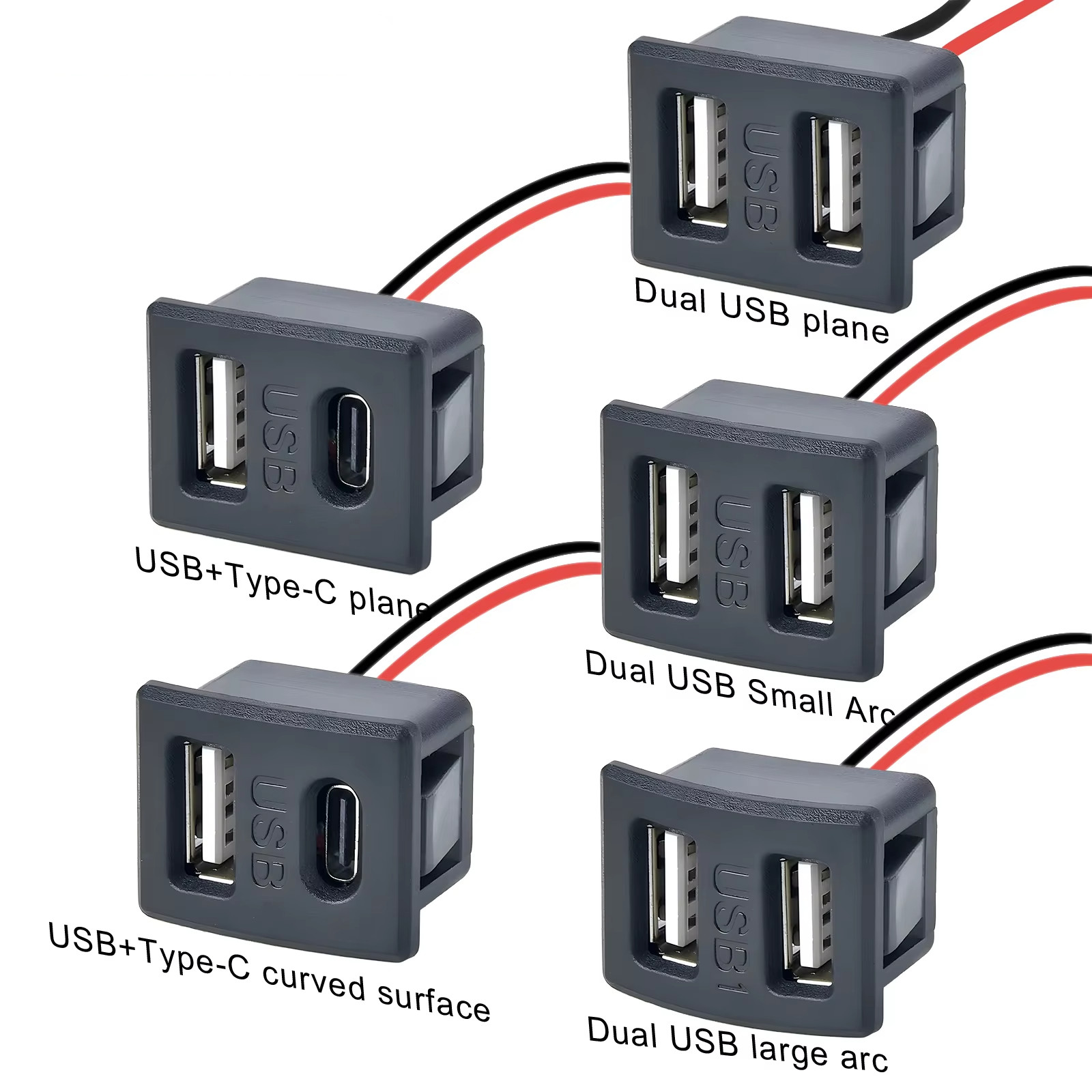 ซ็อกเก็ต Type-C ฐานหญิง USB สองชั้นพร้อมขั้วต่อสายเคเบิลโคมไฟ USB หญิงชาร์จปลั๊กไฟสําหรับอุปกรณ์อิเล็กทรอนิกส์