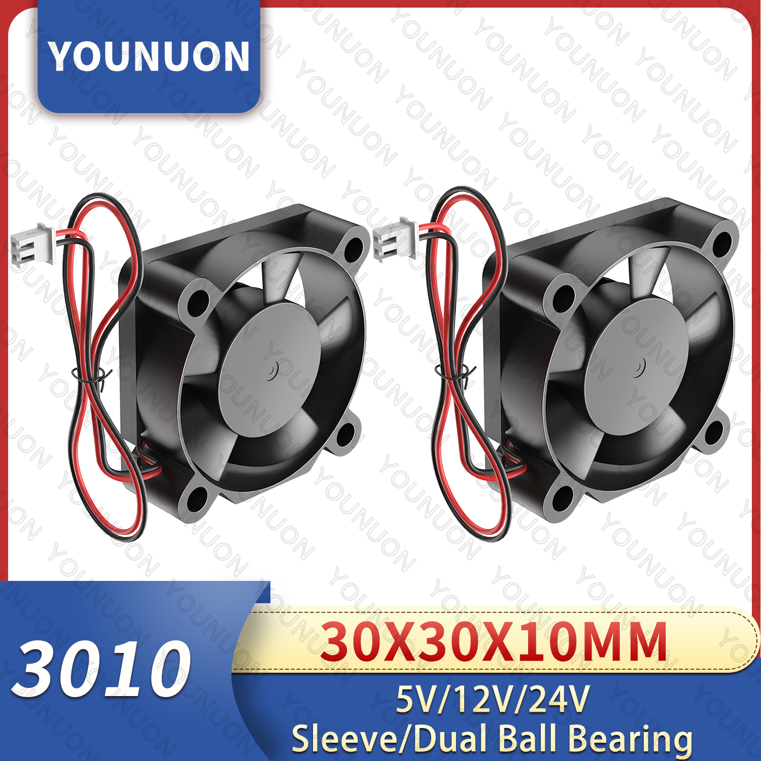 1/2/5PCS YOUNUON DC 24V Fan 30MMx10MM Dual Ball Bearing Brushless Car Lamp Cooling Fan 30mm Micro fan 3010 Audio Cooling Fan