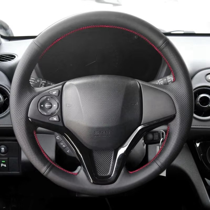 Coprivolante per auto in pelle traforata nera per Honda Fit City Jazz 2014 2015 HRV HR-V 2016 Vezel 2015-2017 XRV