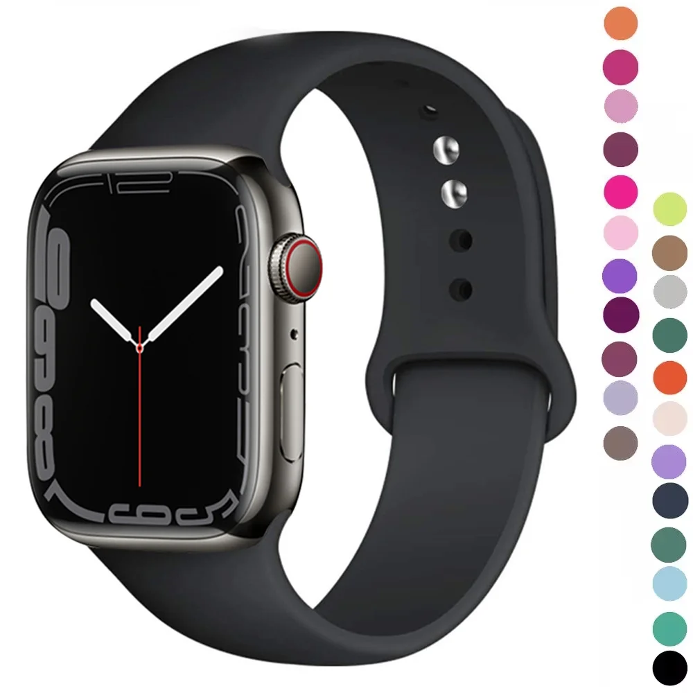 Correa de silicona para Apple Watch Band 49mm 40mm 45mm 41mm 44mm 42mm 38mm 44 Mm pulsera Iwatch Series 9 7 Se 3 4 5 6 8 Ultra Band