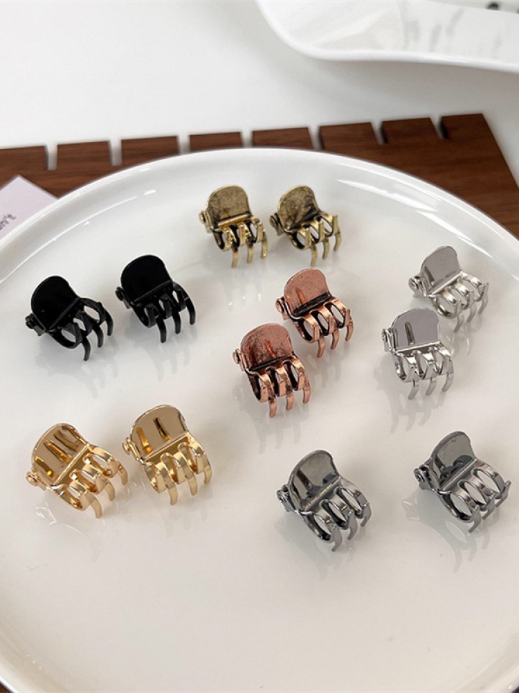 Womens Vintage Gold Silver Bronze Metal Small Hair Claws Girl Sweet Mini Bangs Clip Hair Clips Spinki do włosów Moda Akcesoria do włosów