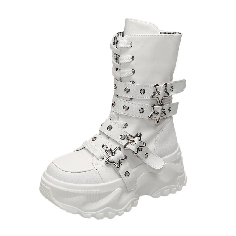 Branco na moda botas femininas de alta qualidade tênis plataforma zip tornozelo botas femme chaussures femmes aumento altura sapatos esportivos ao ar livre