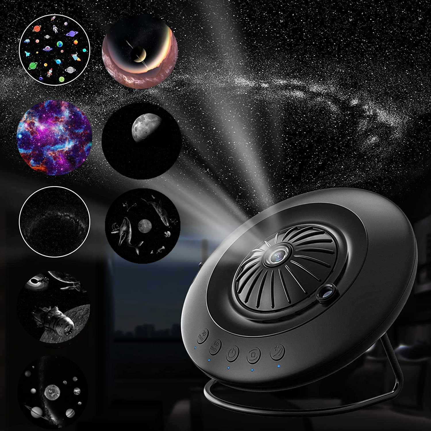 8-in-1 LED UFO Stern Projektor Nachtlicht Projektion Galaxy Sternenhimmel wiederaufladbare Projektorlampe Kinderzimmer Deckendekoration