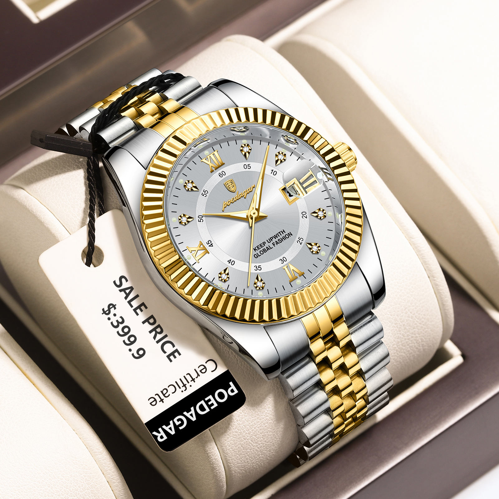 POEDAGAR Luxury Business Men Wristwatch Waterproof Luminous Date Military Man Watch Stainless Steel Fashion Men's Quartz Watches