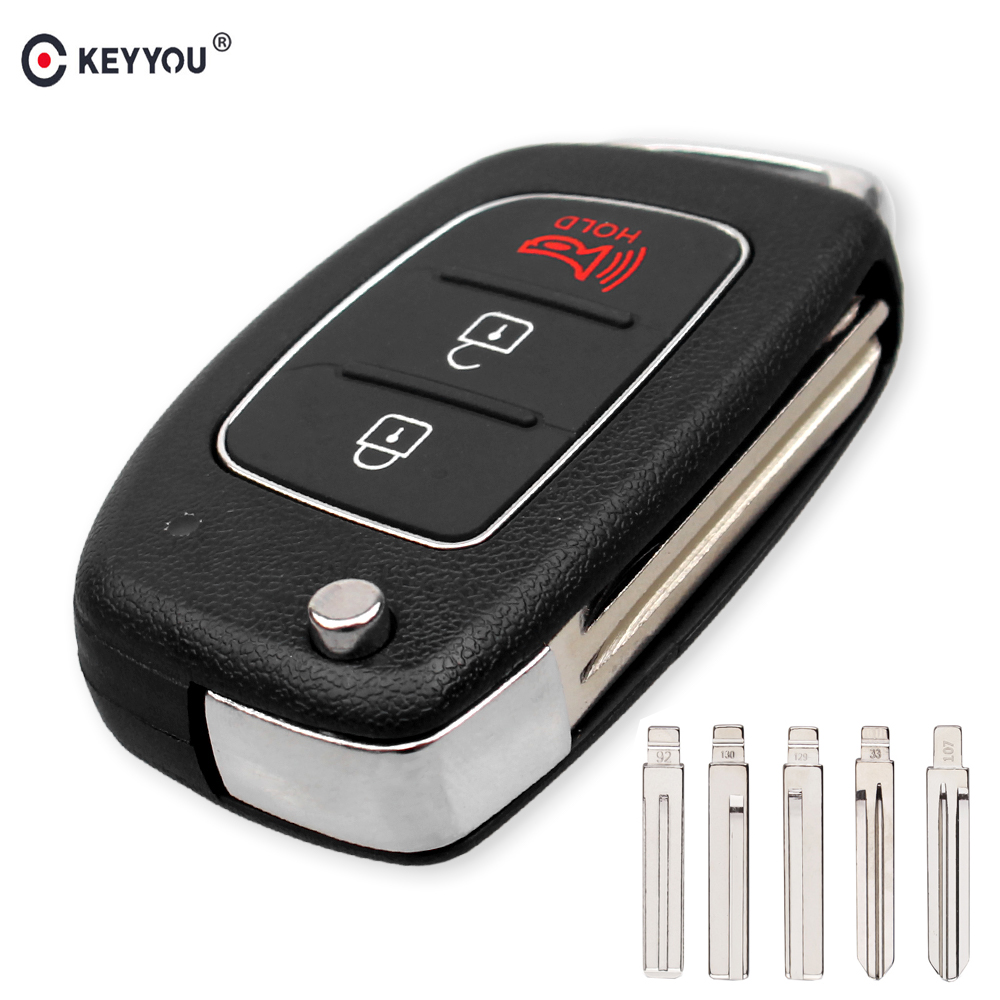 KEYYOU 3 Button Filp Car Remote Key Case For Hyundai HB20 IX35 I45 SANTA FE Accent I40 I20 HY15/HY20/TOY40 Uncut Blade Key shell