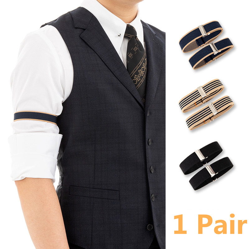 1 par elástico braçadeira camisa manga titular feminino masculino ajustável manga ligas suportes antiderrapante braço punhos bandas para casamento