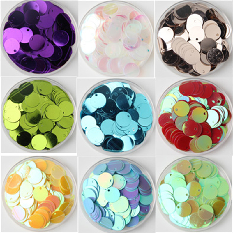 Lentejuelas 10/15/20/25/30mm PVC plano redondo suelto Lentejuelas costura accesorios para manualidades de boda Lentejuelas Para Coser 10g
