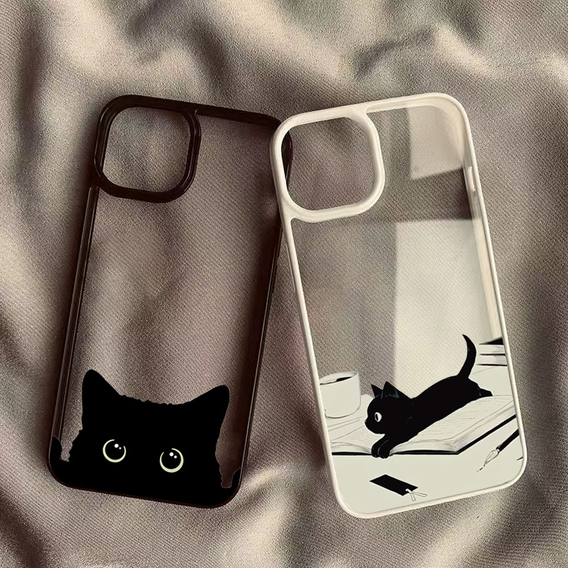 Etui na telefon Samsung Galaxy S26 S24 Ultra S23 S25 FE S22 Plus A06 A16 A14 A54 A52 A35 A15 A34 5G Cute Black Cat Clear Cover
