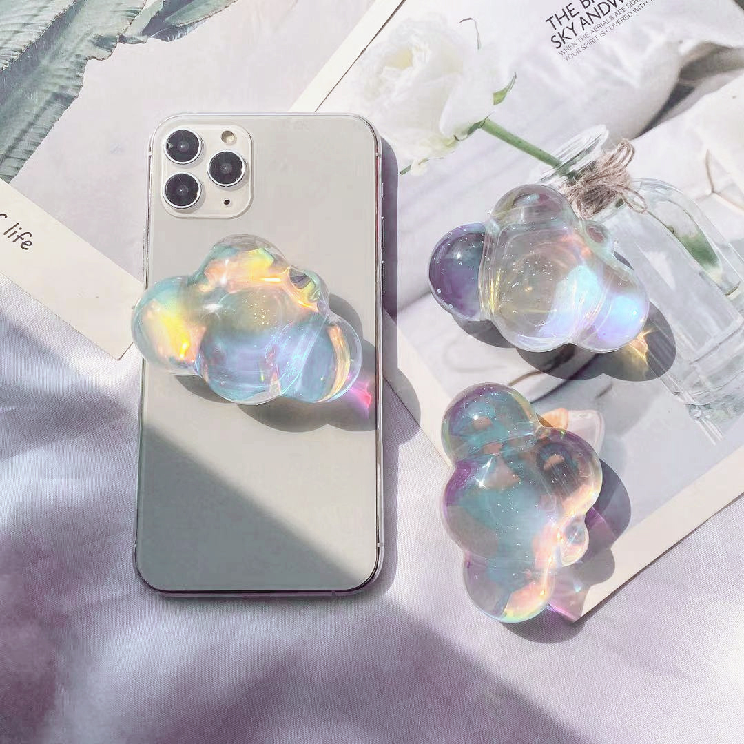 3D Korea Laser Wolken INS Mobiele Telefoon Houder Griptok Ondersteunt IPhone Samsung Xiaomi Grip Tok Opvouwbare Vinger Houder voor Meisjes