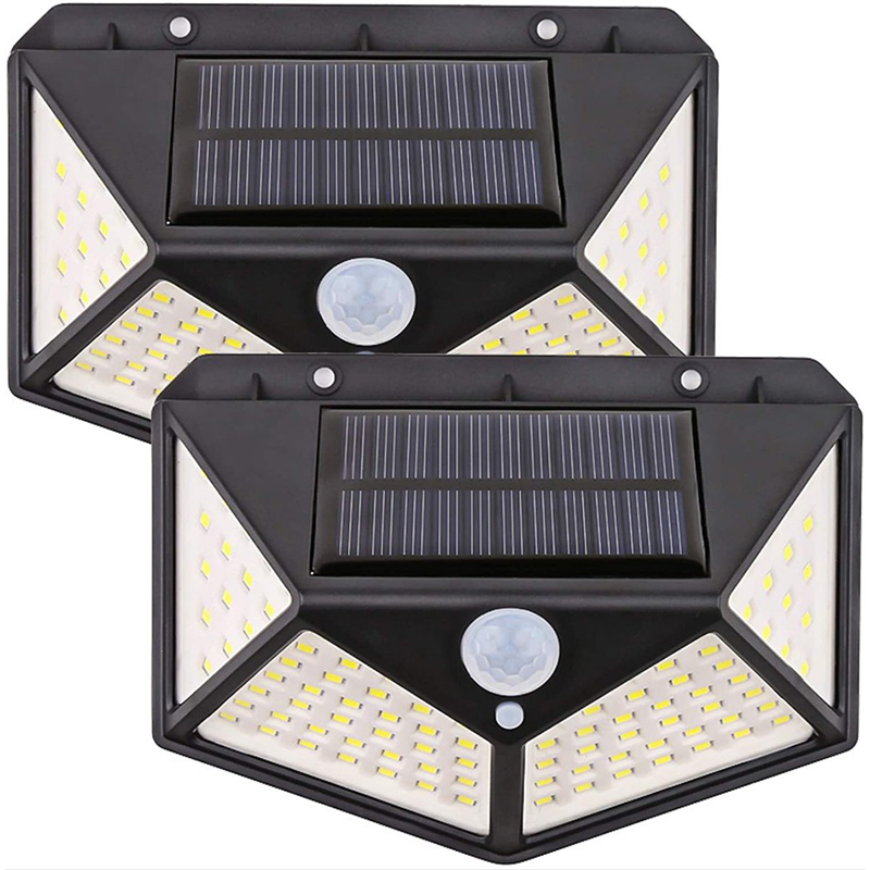 Applique Murale Solaire à 100 LED avec Capteur de Corps, Rechargeable, Éclairage d'Extérieur, Idéal pour un Jardin ou une Rue
