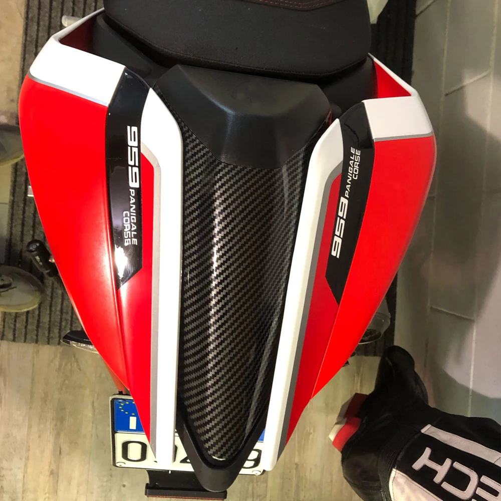 Penutup kursi belakang sepeda motor Panel Cowl pemboncengan ekor Fairing untuk Ducati Panigale 959 2015 2016 2017 2018 2019 karbon merah