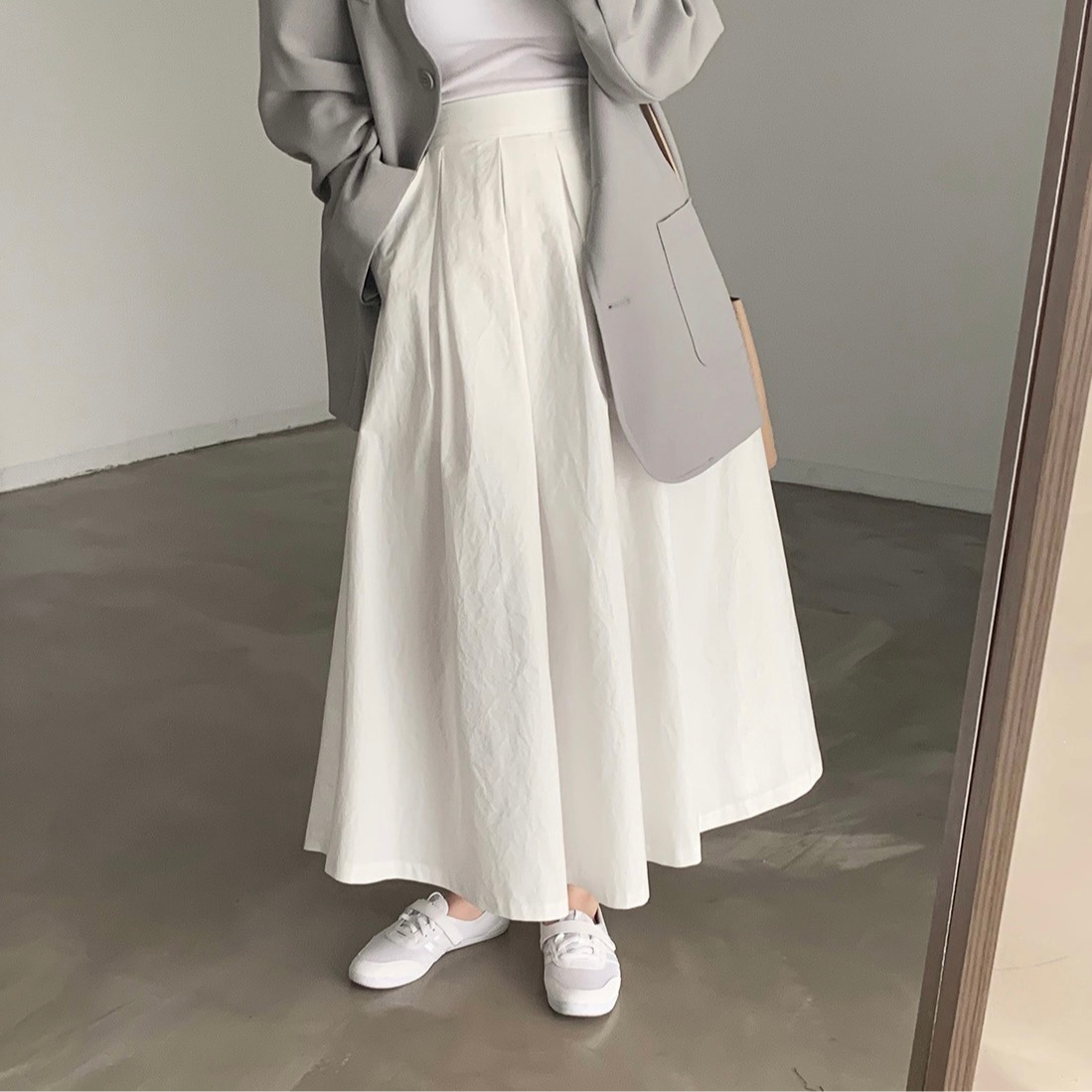 Falda Midi Sencilla de Corte A, Cintura Alta, Color Sólido, Estilo Casual, Falda Elegante para Mujer