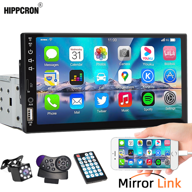Radio de coche de 7 pulgadas, reproductor MP5 de 1 Din, pantalla táctil, Multimedia, FM, alimentación ISO, entrada auxiliar, USB, Bluetooth, enlace de espejo, Autoradio Universal
