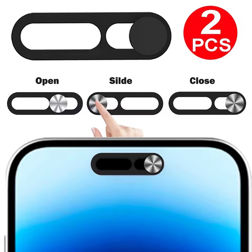 1-2 個ブラックウェブカメラカバー Iphone アンチハッカーシャッタープライバシー保護スライドシールドアンチピープスマートフォンラップトップカメラ用