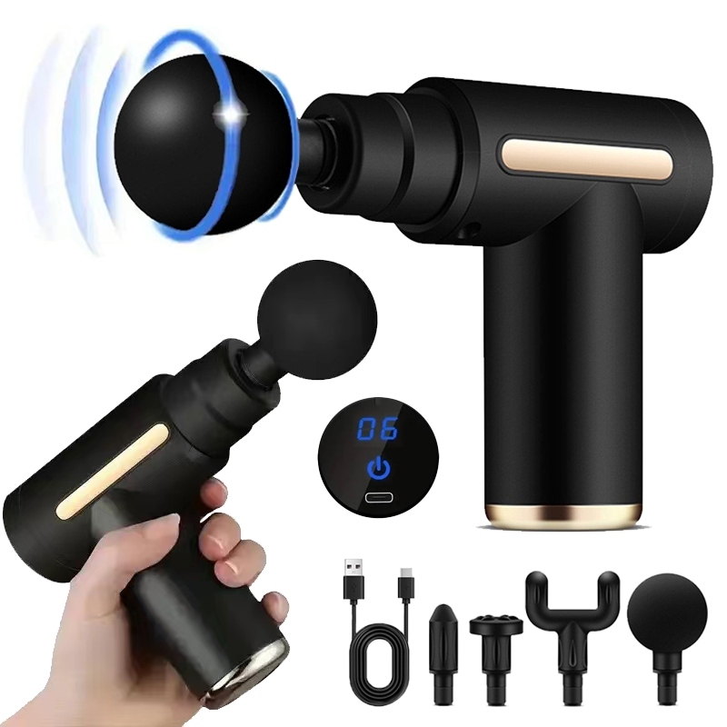Mini pistola de massagem usb, leve e de velocidade ajustável, máquina de fáscia, relaxamento muscular, pistola vibratória adequada para todo o corpo