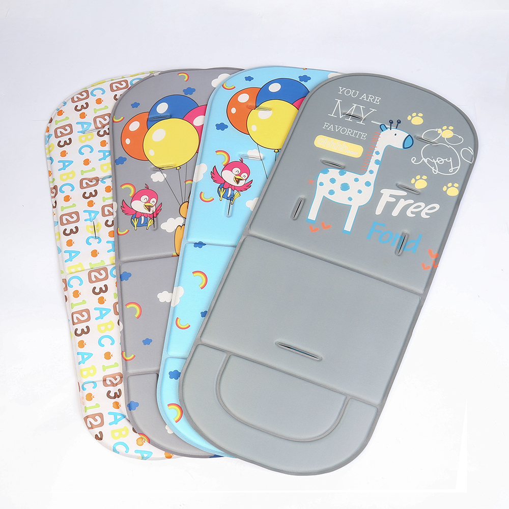 Assento de carrinho de desenho animado para todas as estações, universal, fino, almofada de assento de cadeira alta com suporte traseiro, almofada de carrinho