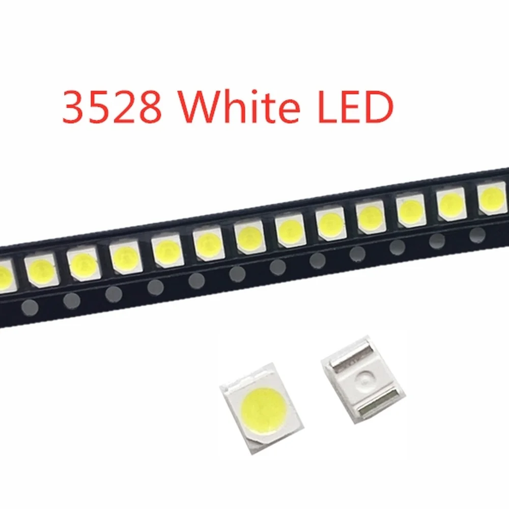 200 шт./лот 1210 Белый 3528 SMD светодиодный яркий белый светоизлучающие диоды 5000-7000k 6-7lm 2000-2200mcd 2,8-3,6 v 3528 холодный белый