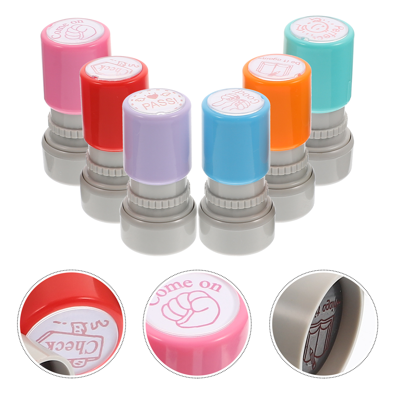 6 Pcs Children's Cartoon Chapter Stamp Collection Educational Stampers Impression Portable Teacher Multi-function Plastic DIY
