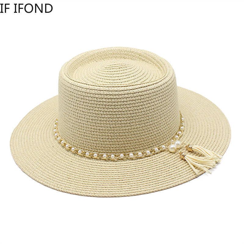 Topi Wanita Baru Topi Jerami Matahari Musim Panas Topi Jazz Panama Pantai Luar Ruangan Topi Gaun Liburan Rekreasi Sombreros De Mujer