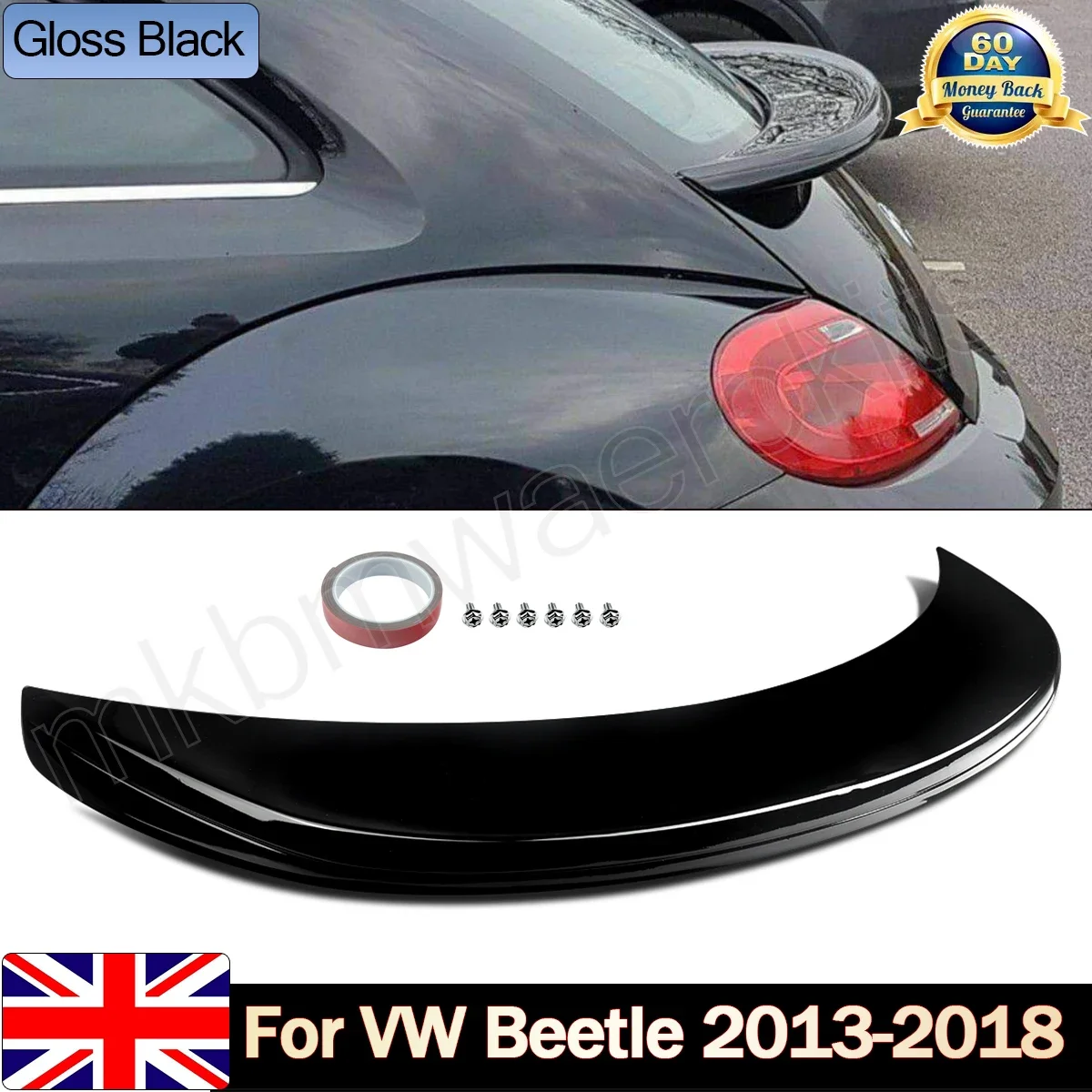 สำหรับ VW Beetle A5 GLOSS สีดำด้านหลังบูตสปอยเลอร์ปีก2013-2018ทาสีสไตล์ OE