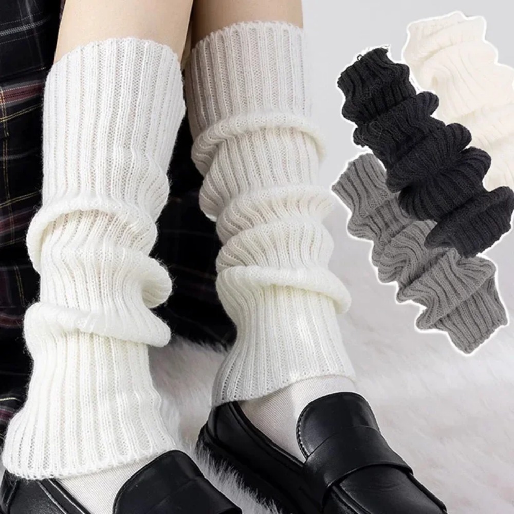 1 pieza Calentadores de piernas para mujer, estilo Lolita Japonesa, calcetines largos de lana tejida, cubrepiés, calentadores de brazos, para otoño e invierno, calcetín de ganchillo con efecto apilado, puños para botas