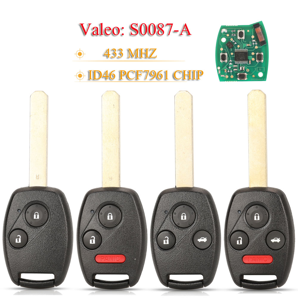 Jingyuqin Afstandsbediening Autosleutel N5F-S0087-A 433MHz ID46 Chip Voor Honda Civic 2006 2007 + Auto Sleutels Fob Controle 72147-SNB-T010-M2