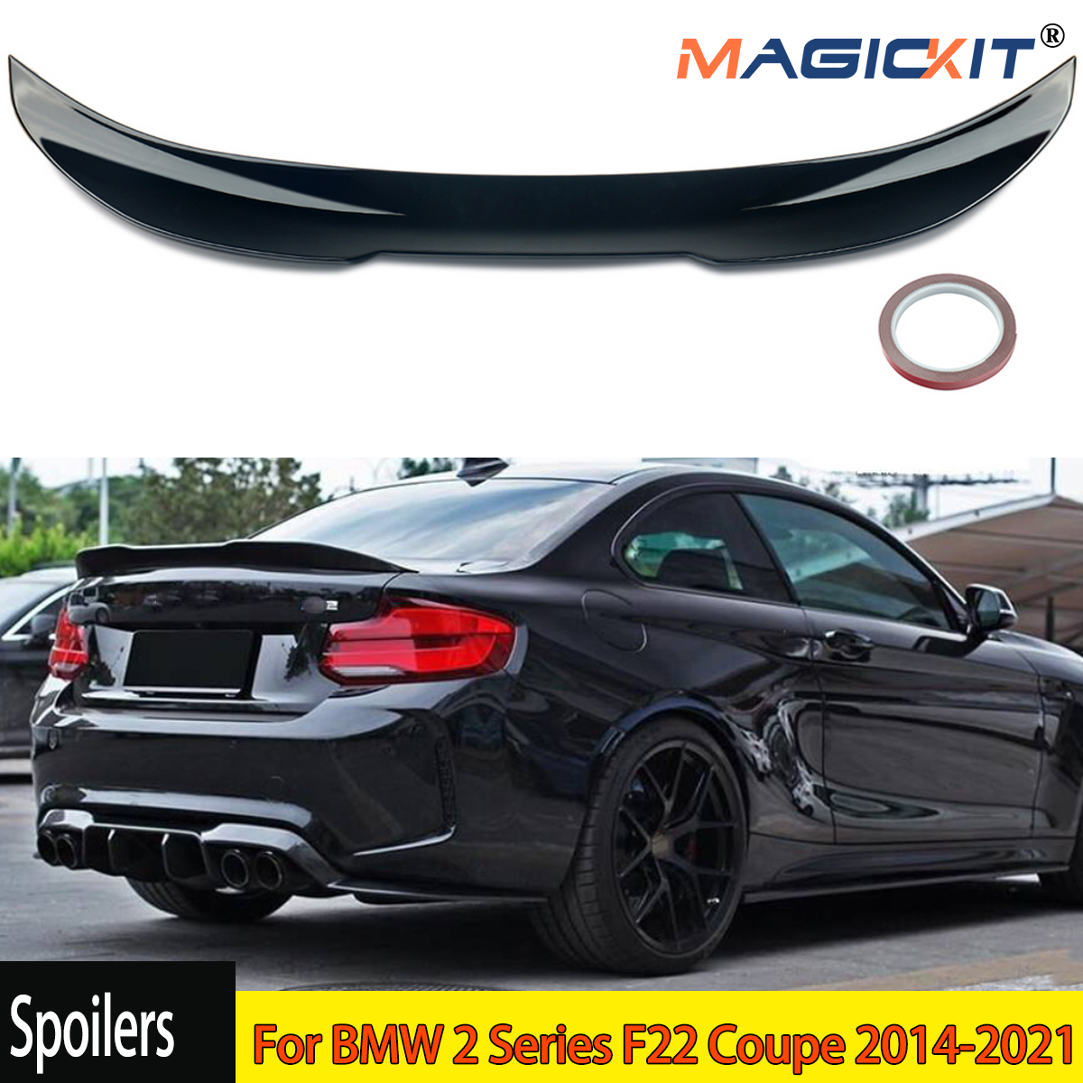 MagicKit для BMW 2 серии F22 глянцевый черный задний спойлер для багажника F87 M2 PSM стиль Ducktail