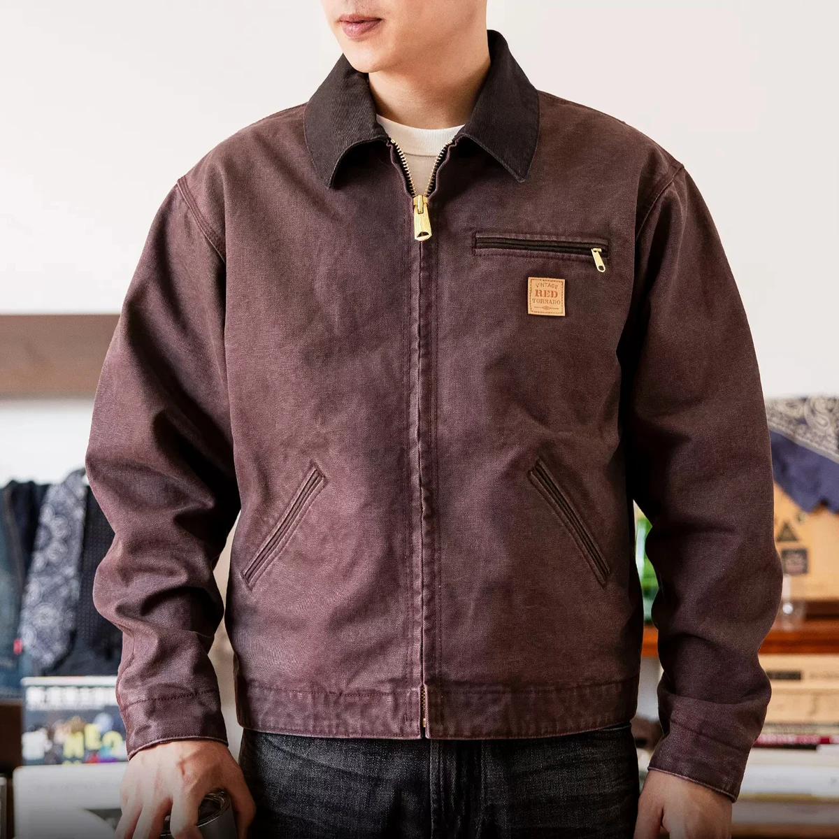 Jaqueta Red Tornado Duck Detroit masculina solta ajuste americano clássico vintage roupa de trabalho