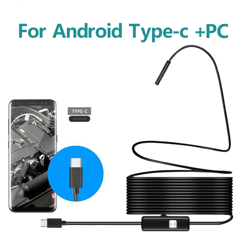 7.0mm Type-c 内視鏡カメラ 車のエンジン用 IP67 防水 6 LED 調整可能な検査ボアスコープカメラ Android および PC 用