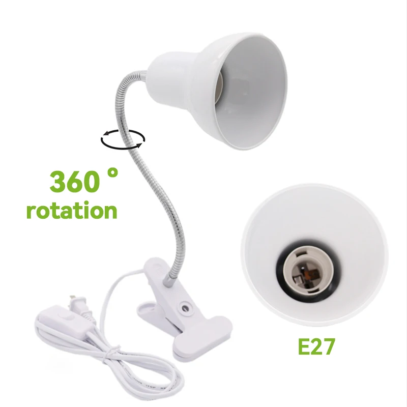 E27 Bureaulamp met Klemvoet en Verstelbare Zwanenhals EU US Plug-in Cliplamp voor Kast Bureau Nachtkastje Kleine Boeklamp