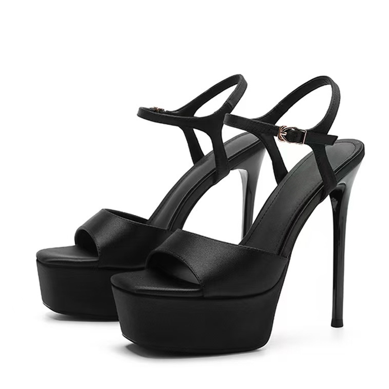 Liyke designer aconchegante seda tornozelo cinta feminina sexy 14cm sandálias moda dedo do pé aberto plataforma preta salto alto banquete festa sapatos de baile