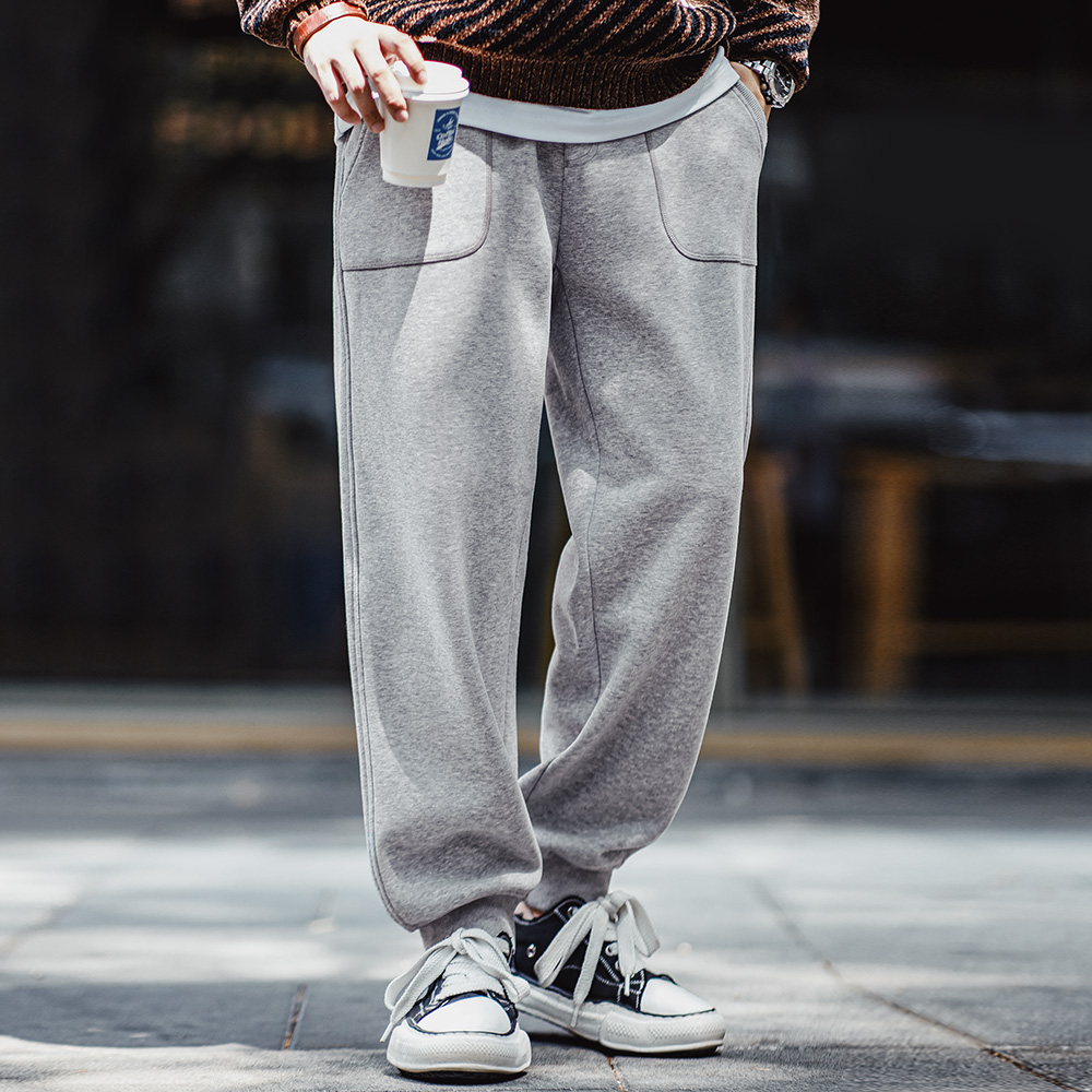 Pantaloni sportivi in pile retrò Maden Solido sportivo casual con pantaloni affusolati in vita elastica per pantaloni caldi autunnali e invernali da uomo