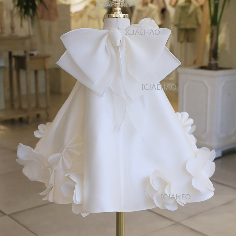 Neues Satin-Blumenmädchenkleid für Kinder, Prinzessinnen-Tutu-Kostüm, Mädchen-Abendkleid zum ersten Geburtstag, Kinderkleid für festliche Anlässe