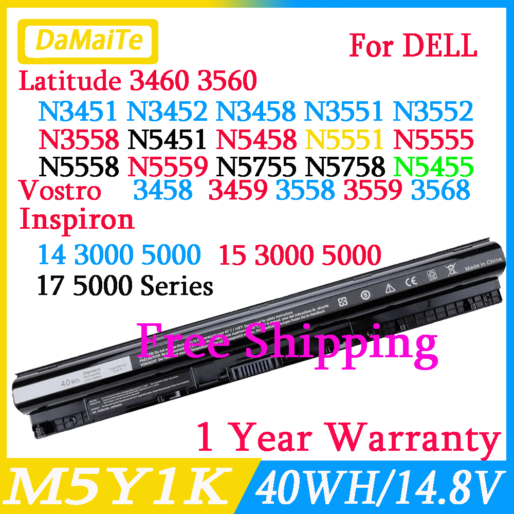 Akumulator 40WH 14.8V M5Y1K do Dell Inspiron 14 15 17 5000 3000 Series 5559 3451 3558 3567 5755 5756 5458 GXVJ3 453-BBBQ HD4J0