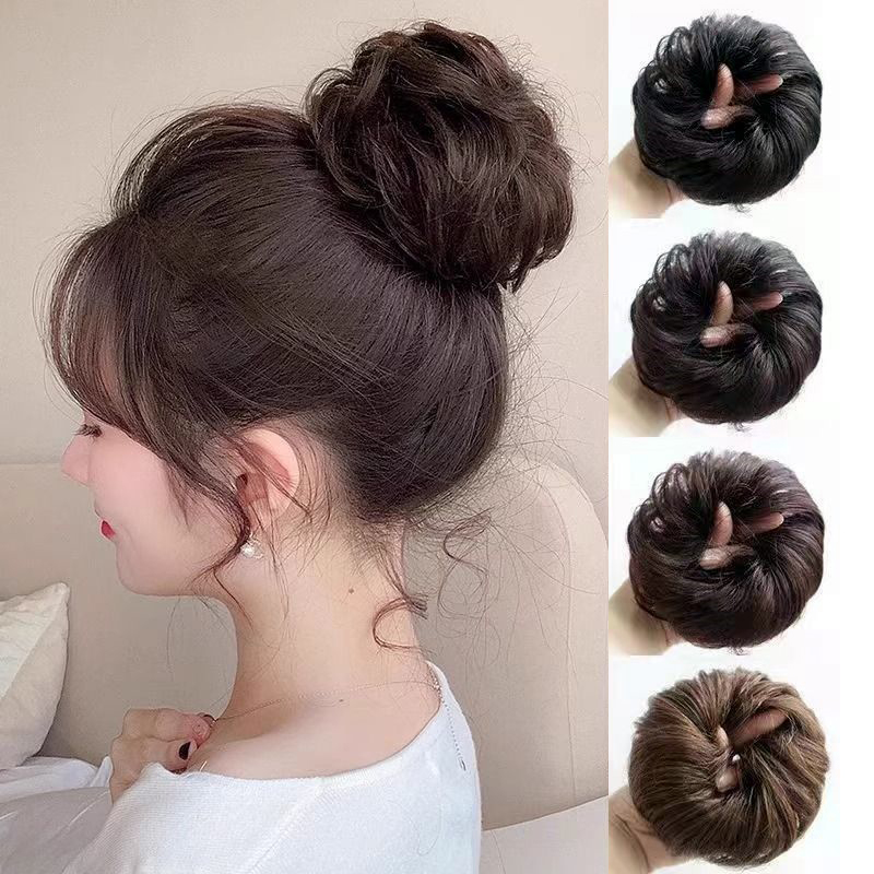 Extensiones de Moño de Cabello Sintético, Rizado Desordenado, Elástico, Postizo de Cabello Sintético Tipo Chignon para Mujer
