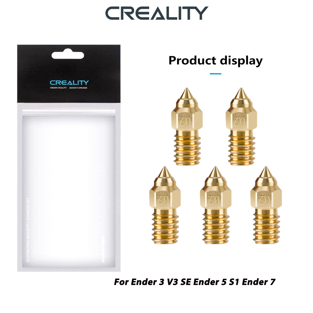 หัวฉีด Creality Ender 3 V3 SE ขนาด 0.2/0.4/0.6/0.8/1 มม. หัวฉีดทองเหลืองความเร็วสูง หัวฉีดอุ่นร้อนสำหรับเครื่องพิมพ์ 3 มิติ อุปกรณ์เสริม
